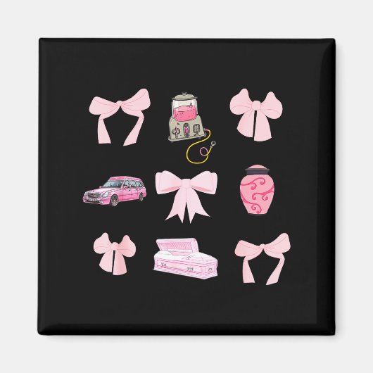 Nk Coquette Bow Funeral Director Mortician Mortuar マグネット (正面)