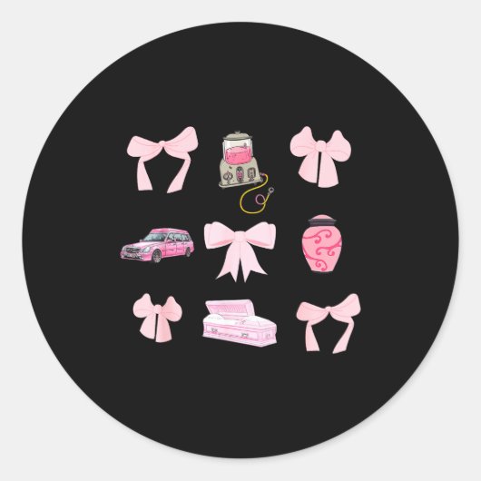 Nk Coquette Bow Funeral Director Mortician Mortuar ラウンドシール (正面)