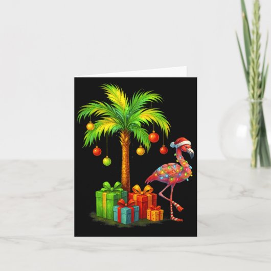 Nk Flamingo Christmas Palm Tree Trocal Xmas  カード (正面)