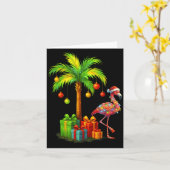 Nk Flamingo Christmas Palm Tree Trocal Xmas  カード (黄色い花)