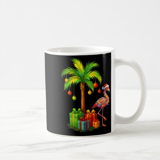 Nk Flamingo Christmas Palm Tree Trocal Xmas  コーヒーマグカップ (右)
