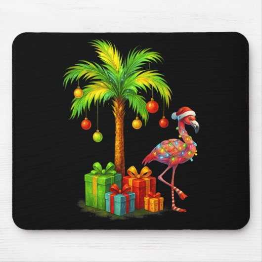 Nk Flamingo Christmas Palm Tree Trocal Xmas  マウスパッド (正面)