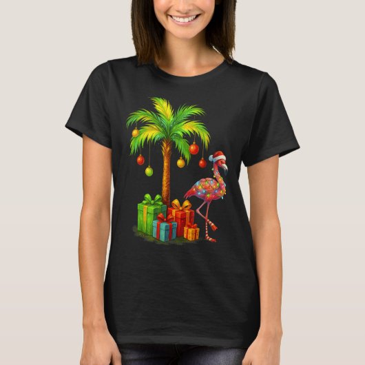 Nk Flamingo Christmas Palm Tree Trocal Xmas  Tシャツ (正面)