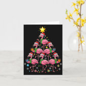 Nk Flamingo Christmas Tree Santa Flamingo Holiday  カード (黄色い花)