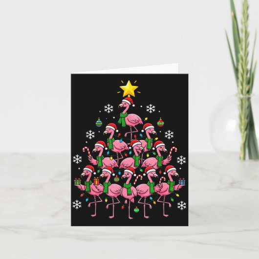 Nk Flamingo Christmas Tree Santa Flamingo Holiday カード (正面)