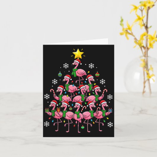 Nk Flamingo Christmas Tree Santa Flamingo Holiday  カード (黄色い花)