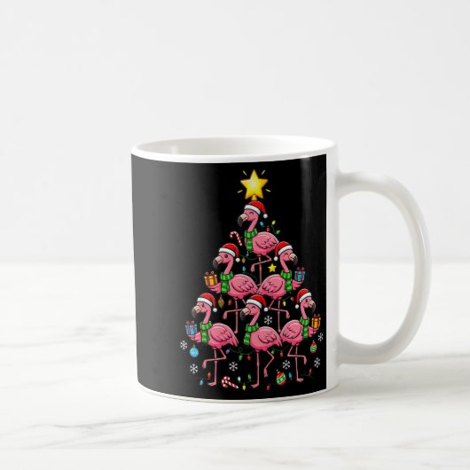 Nk Flamingo Christmas Tree Santa Flamingo Holiday  コーヒーマグカップ (右)