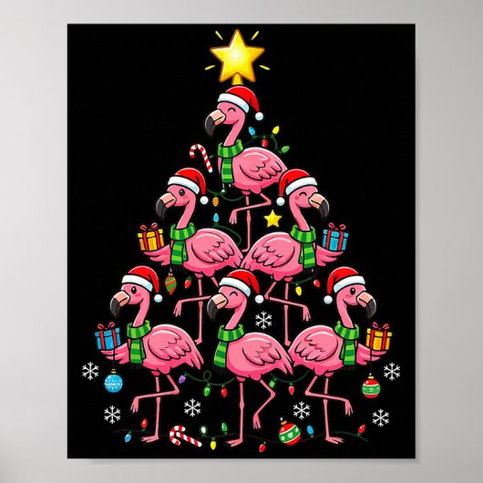 Nk Flamingo Christmas Tree Santa Flamingo Holiday  ポスター (正面)