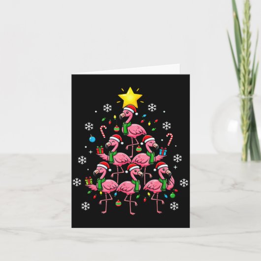 Nk Flamingo Christmas Tree With Santa Hats & H カード (正面)