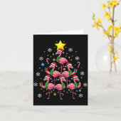 Nk Flamingo Christmas Tree With Santa Hats & H カード (黄色い花)