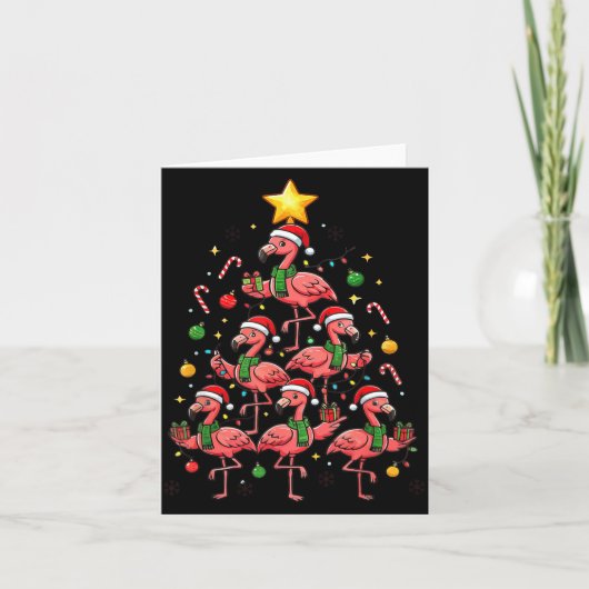 Nk Flamingo Christmas Tree With Santa Hats &amp; H カード (正面)