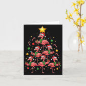 Nk Flamingo Christmas Tree With Santa Hats &amp; H カード (黄色い花)