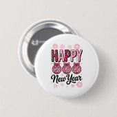 Nk Happy New Year Disco Ball Leopard For Women Gir 缶バッジ (正面&裏面)