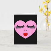 Nk Lady Heart With Eyelashes Valentines Day Kiss カード (黄色い花)