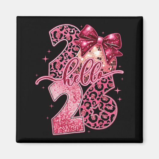 Nk Leopard Hello 2026 Happy New Year Party Nye マグネット (正面)