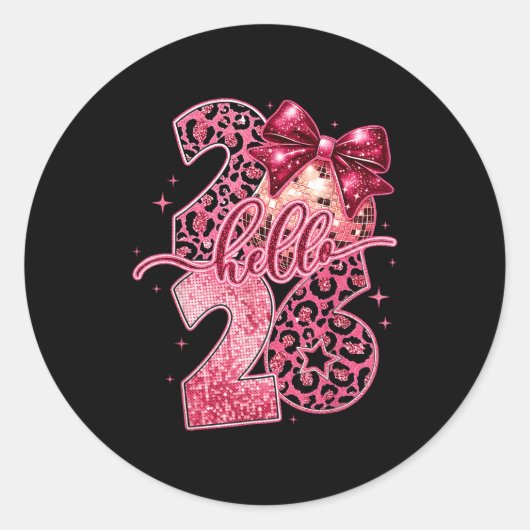 Nk Leopard Hello 2026 Happy New Year Party Nye ラウンドシール (正面)