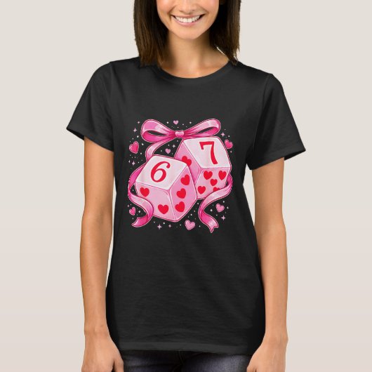 Nk Love Dice 6 7 Hearts Valentine Cute Romantic Ar Tシャツ (正面)