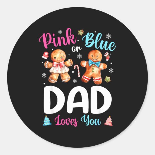 Nk Or Blue Dad Loves You Gender Reveal Christmas  ラウンドシール (正面)