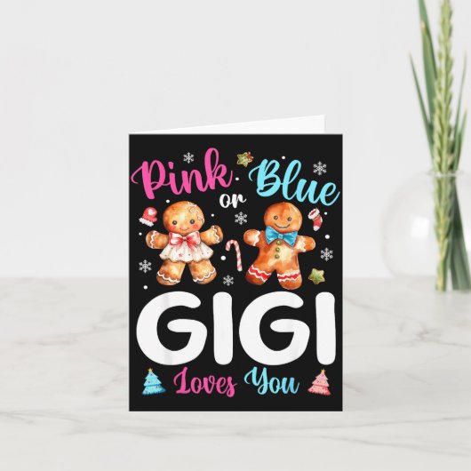 Nk Or Blue Gigi Loves You Gender Reveal Christmas  カード (正面)