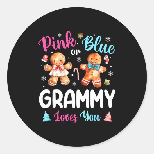 Nk Or Blue Grammy Loves You Gender Reveal Christma ラウンドシール (正面)