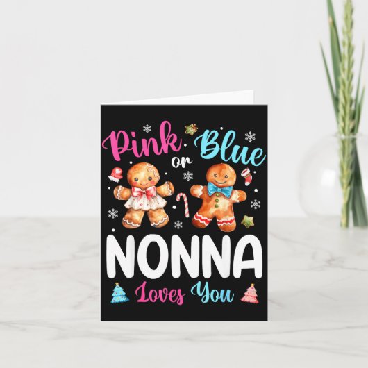 Nk Or Blue Nonna Loves You Gender Reveal Christmas カード (正面)