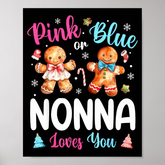 Nk Or Blue Nonna Loves You Gender Reveal Christmas ポスター (正面)