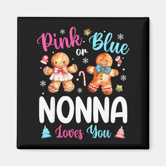 Nk Or Blue Nonna Loves You Gender Reveal Christmas マグネット (正面)