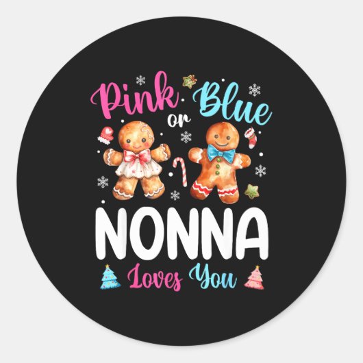 Nk Or Blue Nonna Loves You Gender Reveal Christmas ラウンドシール (正面)