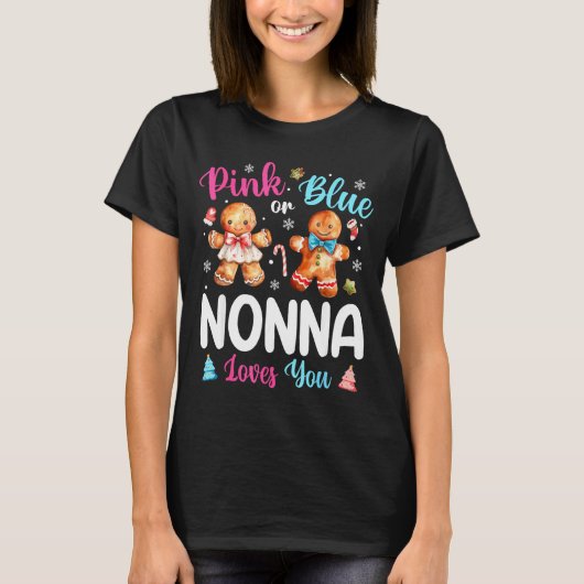 Nk Or Blue Nonna Loves You Gender Reveal Christmas Tシャツ (正面)