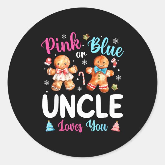 Nk Or Blue Uncle Loves You Gender Reveal Christmas ラウンドシール (正面)