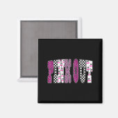 Nk Out Leopard Checkered Breast Cancer Football Ga マグネット (正面/裏面)