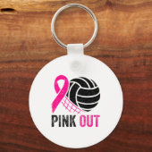 Nk Out Volleyball Breast Cancer Awareness Nk Ribbo キーホルダー (正面)