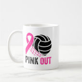 Nk Out Volleyball Breast Cancer Awareness Nk Ribbo コーヒーマグカップ (左)