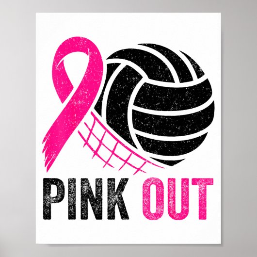 Nk Out Volleyball Breast Cancer Awareness Nk Ribbo ポスター (正面)