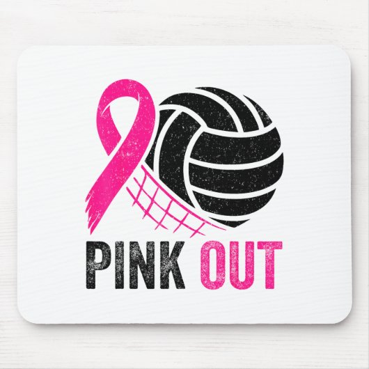 Nk Out Volleyball Breast Cancer Awareness Nk Ribbo マウスパッド (正面)
