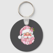 Nk Patchwork Santa Breast Cancer Awareness Christm キーホルダー (正面)