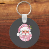 Nk Patchwork Santa Breast Cancer Awareness Christm キーホルダー (正面)