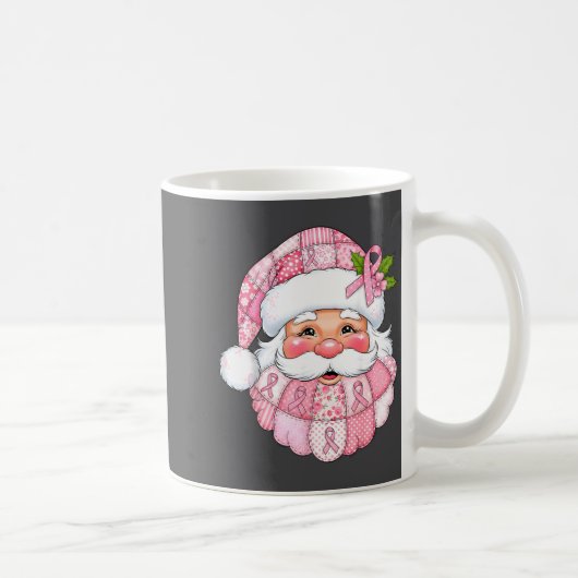 Nk Patchwork Santa Breast Cancer Awareness Christm コーヒーマグカップ (右)