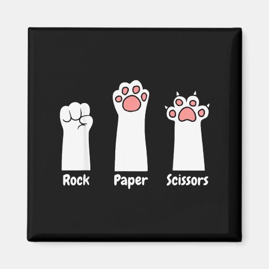 Nk Paw Prints Pet Lover Rock Paper Scissors Hand G マグネット (正面)