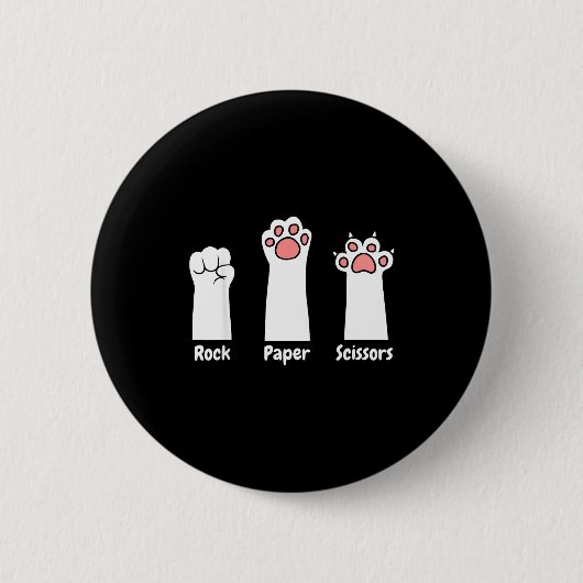 Nk Paw Prints Pet Lover Rock Paper Scissors Hand G 缶バッジ (正面)