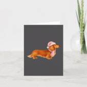 Nk Santa Red Long Haired Dachshund Christmas  カード (正面)