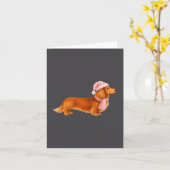 Nk Santa Red Long Haired Dachshund Christmas カード (黄色い花)