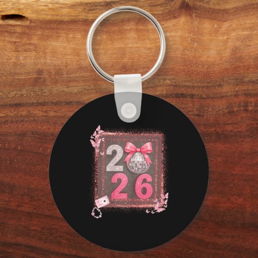 Nk Sparkle Disco Bow 2026 Coquette Happy New Year キーホルダー (正面)