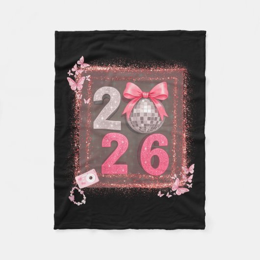 Nk Sparkle Disco Bow 2026 Coquette Happy New Year  フリースブランケット (正面)