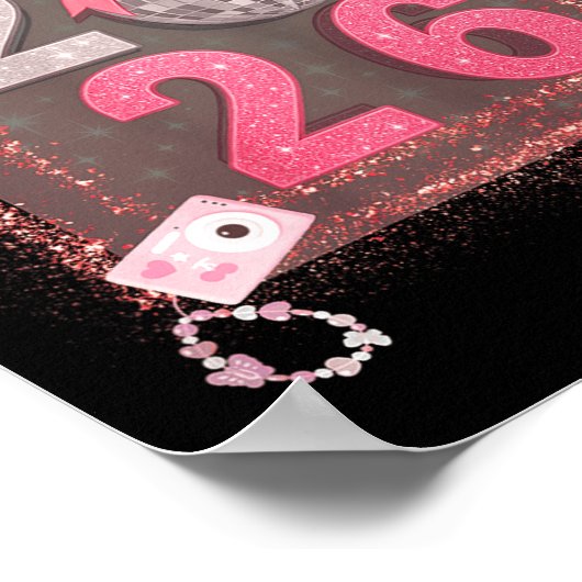 Nk Sparkle Disco Bow 2026 Coquette Happy New Year ポスター (角)