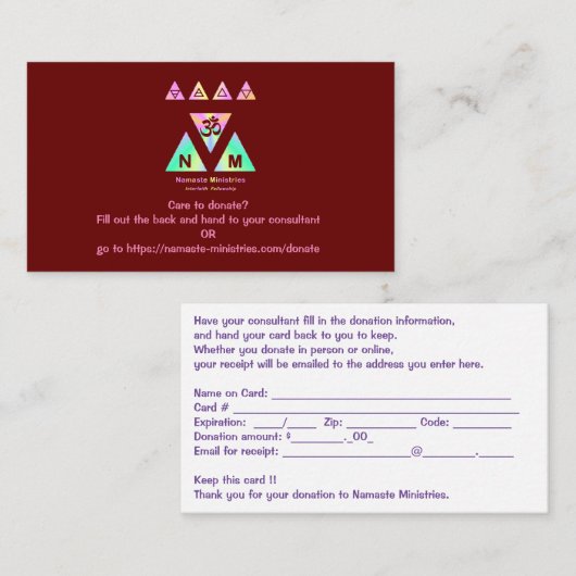 NM寄付カード 名刺 (正面/裏面)