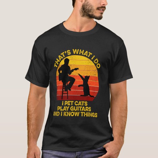NnレトロヴィンテージS I Pet Cat Guitar Tシャツ (正面)