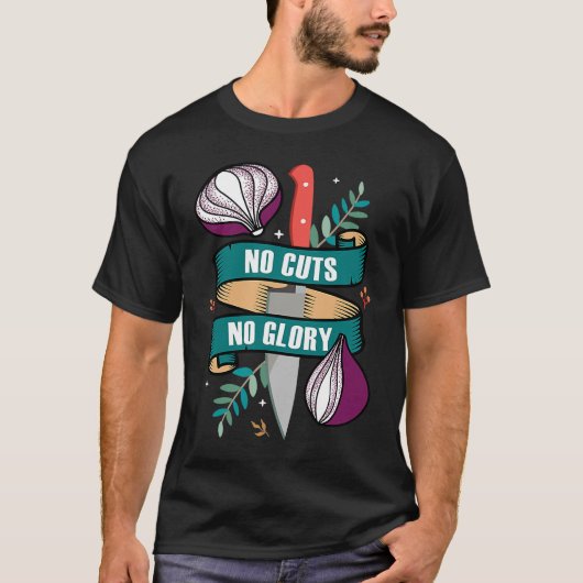 Noカットno栄光カット玉ねぎ調理師レシピコステ Tシャツ (正面)