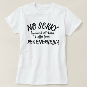 Noキス大きなひげPogonophobia黒い文字シャツ Tシャツ