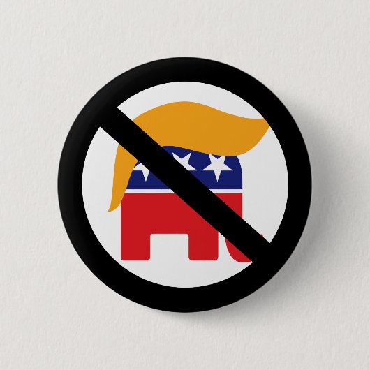 NoトランプアンチGOP共和党エレファントヘア 缶バッジ (正面)